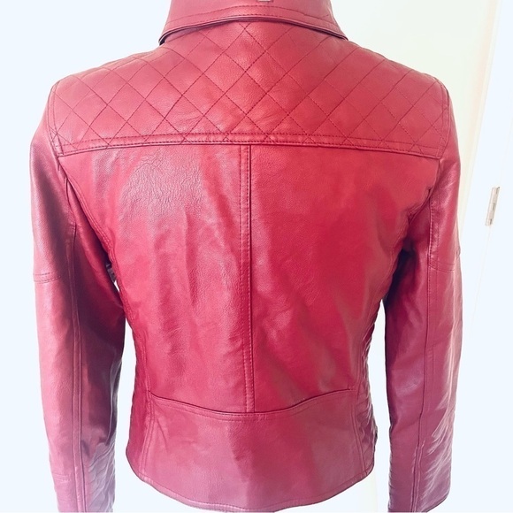 Love Tree Faux Leather Biker Jacket – Red Burgundy – Size Small - Picture 9 of 14